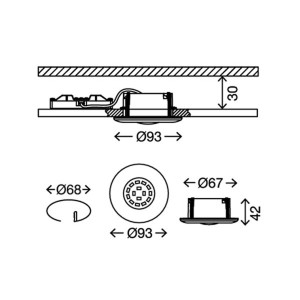 Briloner LED inbouwspot Attach One, mat nikkel, IP65