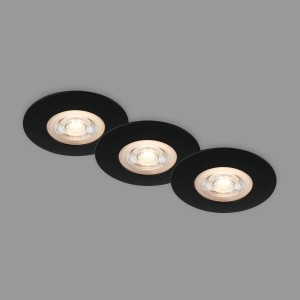 Briloner LED inbouwspot Kulana zwart set van 3 IP65