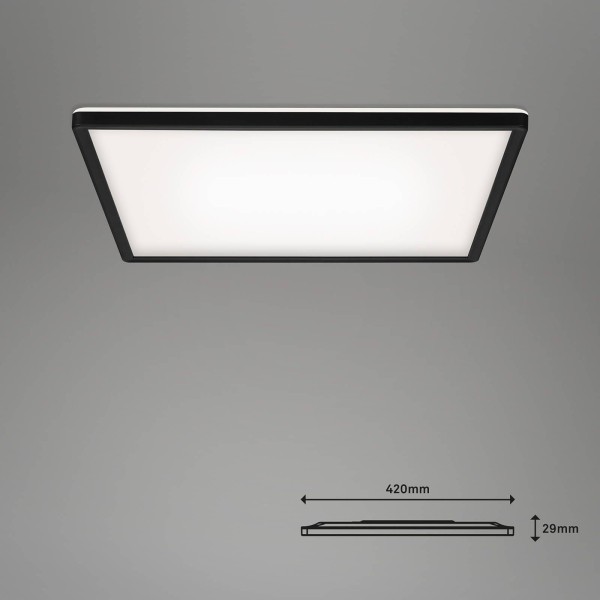 Briloner led plafondlamp slim zwart dime cct 42x42cm