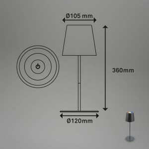 Briloner LED tafellamp 7507015, antraciet RGBW IP44 touchdimmer