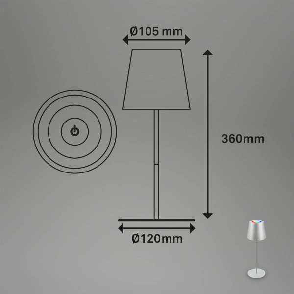 Briloner led tafellamp 7507015 chroom mat rgbw ip44 touchdimmer