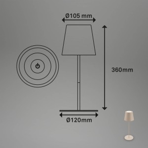 Briloner LED tafellamp 7508011, beige, 2.700 K IP44 touchdimmer