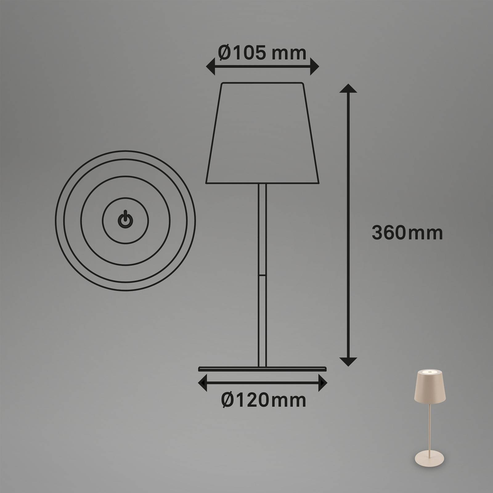 Briloner led tafellamp 7508011, beige, 2. 700 k ip44 touchdimmer