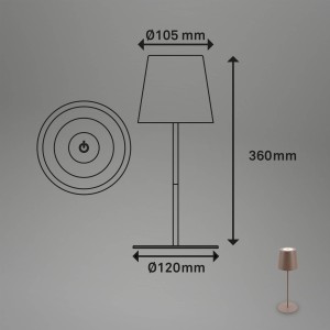 Briloner LED tafellamp 7508012, bruin, 2.700 K IP44 touchdimmer