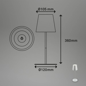 Briloner LED tafellamp 7508014 mat chroom 2.700 K IP44 Touchdim