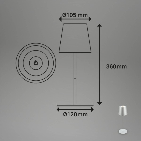 Briloner led tafellamp 7508014 mat chroom 2. 700 k ip44 touchdim