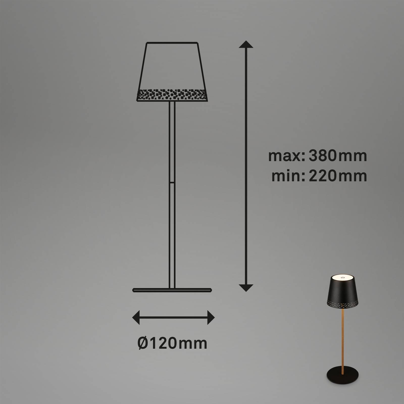 Briloner led tafellamp kiki met accu 3. 000k zwart/goud