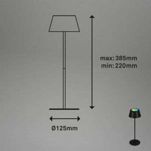 Briloner LED tafellamp Kiki met oplaadbare batterij RGBW, zwart