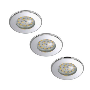 Briloner Set van 3 LED inbouwspots Nikas IP44 chroom