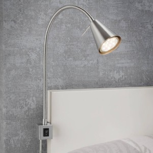 Briloner Tuso LED wandlamp, bedbevestiging, nikkel