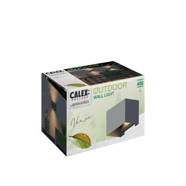 Calex buitenwandlamp rechthoek up hoogte 10cm antraciet 2