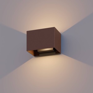 Calex buitenwandlamp Rechthoek Up hoogte 10cm roestbruin