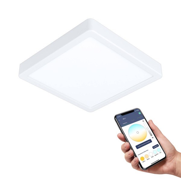 Eglo connect fueva-z plafondlamp 21x21cm wit