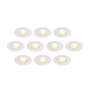 ELC Dakarra downlight set van 10, GU10 Ø8,3cm wit