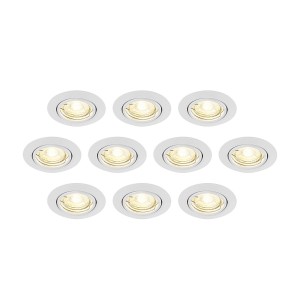 ELC Dakarra downlight set van 10, GU10 Ø8,8cm wit