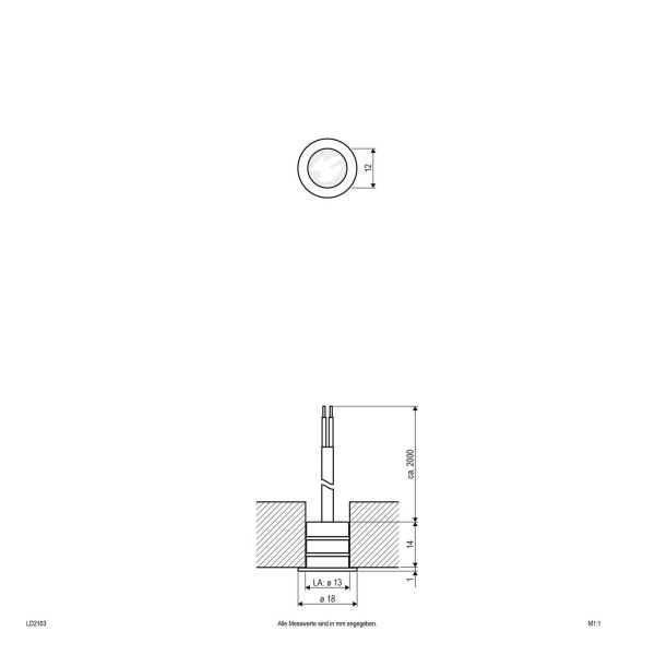 Evn ld2103 inbouwlamp 12v ip68 ø1