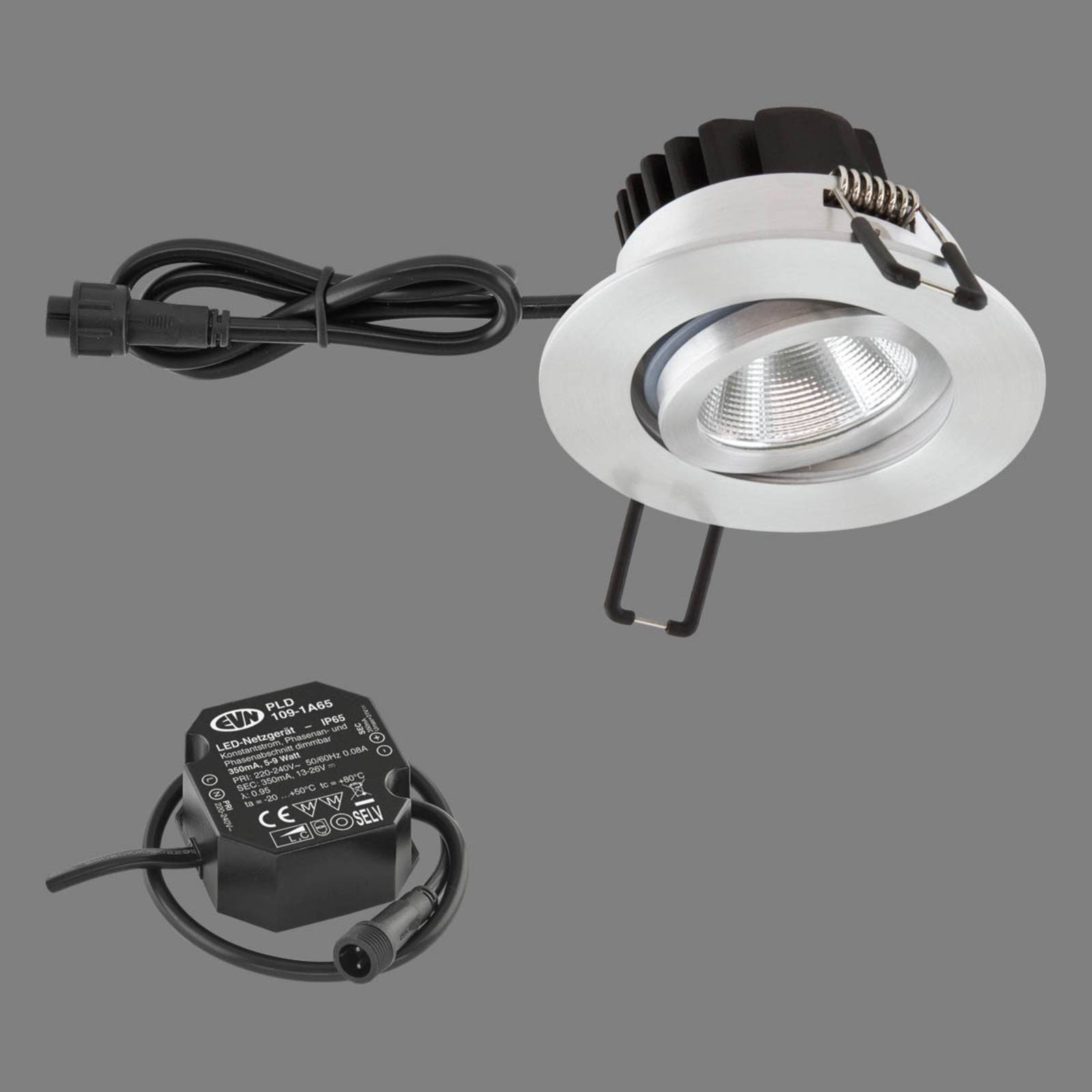 Evn pc65 buiten-inbouwlamp rond, 3000k aluminium