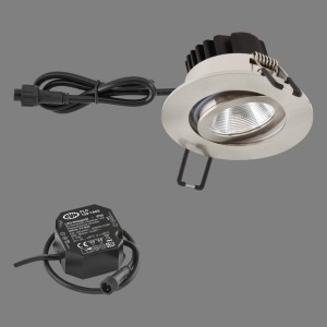 EVN PC65 buiten-inbouwlamp rond 3000K rvs