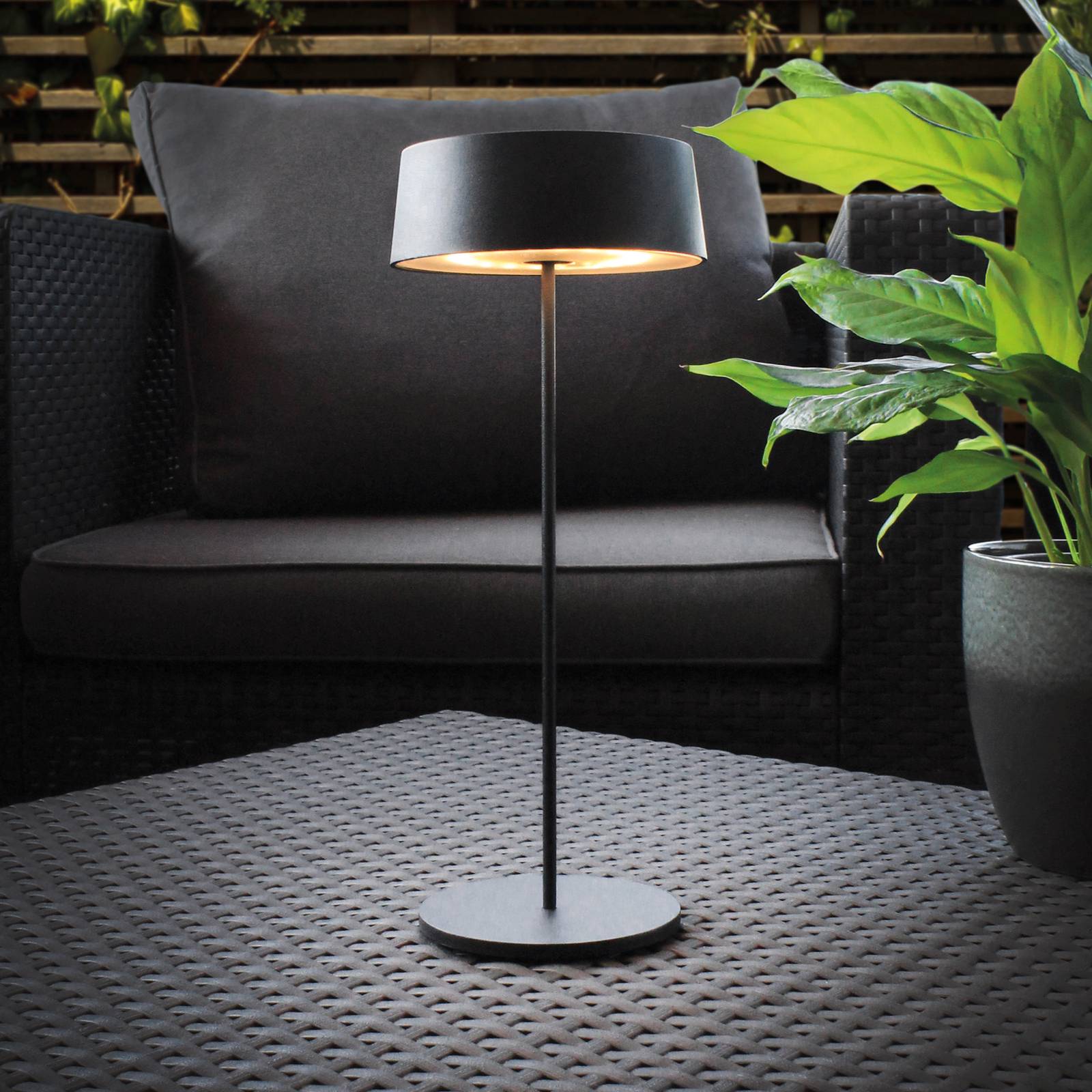 Eco-light led accu-tafellamp cocktail, dimbaar, zwart