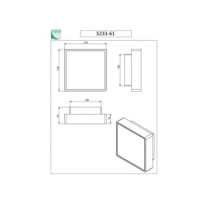 Fabas Luce Wandlamp Oban, 24 cm x 24 cm, 1 x E27, wit, IP65