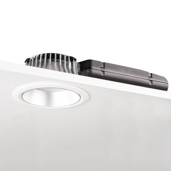 Glamox led downlight d70-rf155 hf 3. 000k wit/zilver mat