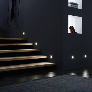 Hera LED Wall F wand inbouwlamp in roestvrijstalen look