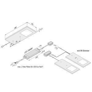 Hera LED meubelverlichting Eco-Pad F 2x-set 3.000K alu