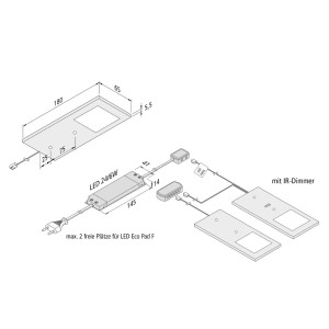 Hera LED meubelverlichting Eco-Pad F 2x-set 3000K zwart