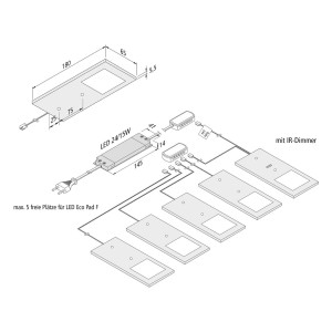 Hera LED meubelverlichting Eco-Pad F 5x-set 3.000K alu