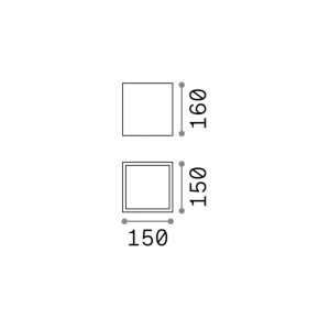 Ideallux Ideal Lux downlight Techo IP54, antraciet, metaal 15 x 15 cm