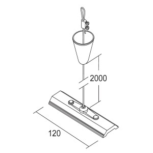 Ivela touwophanging 2 meter met plaat, zwart