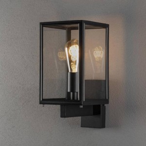 Konstsmide Buitenwandlamp Carpi, zwart, breedte 16,5 cm