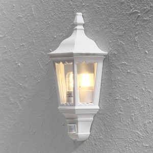 Konstsmide Buitenwandlamp Firenze halve schaal, sensor, wit