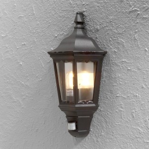 Konstsmide Buitenwandlamp Firenze halve schaal, sensor, zwart