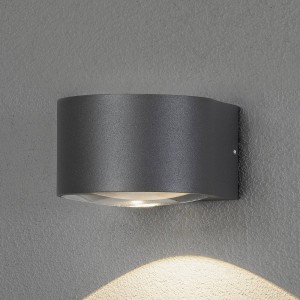 Konstsmide LED buitenwandlamp Gela, onder stralend, grijs