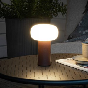 Konstsmide LED tafellamp Antibes, IP54, accu, RGBW, roest