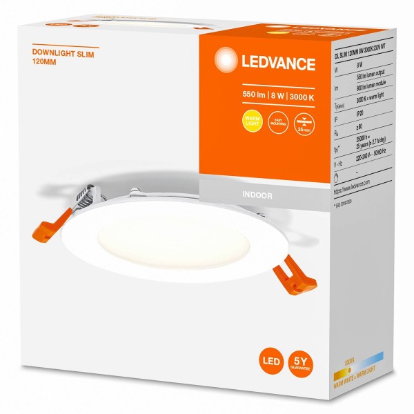 Ledvance recess slim led inbouwlamp ø12cm 3000k