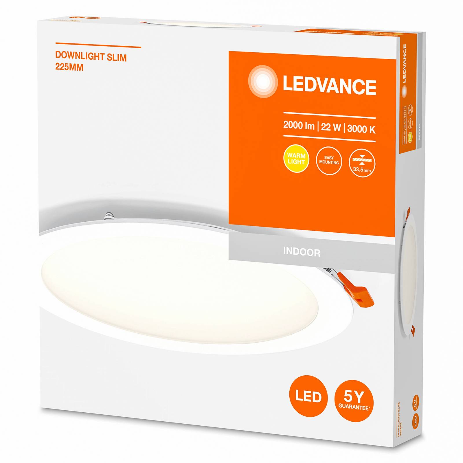 Ledvance recess slim led inbouwlamp ø22cm 3000k