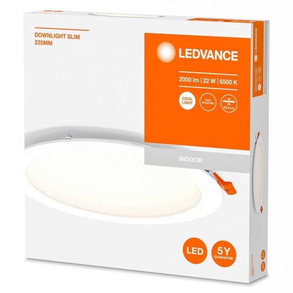 Ledvance recess slim led inbouwlamp ø22cm 6500k