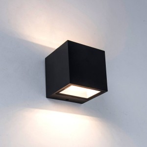 LUTEC LED buitenwandlamp Gemini matzwart breedte 8,8 cm