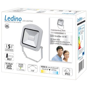 Ledino LED buitenspot Charlottenburg zilver 30W 4.000K