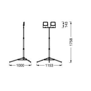 Ledvance LED-Worklight Value Tripod 2-lamps. 2 x 10 W