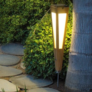 Les Jardins Tecka LED-zonnezaklamp met sensor, 52 cm, teakhout