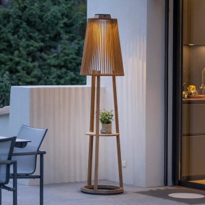 Les Jardins Vloerlamp op zonne-energie Tecka met sensor, teak