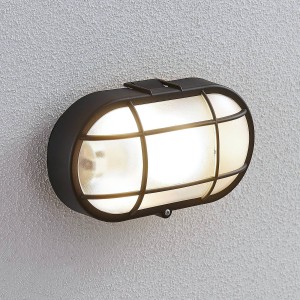 Lindby Buitenwandlamp Alisha, ovaal, zwart