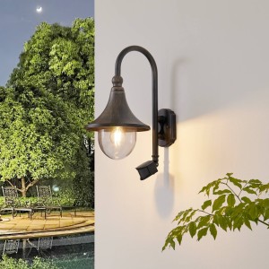 Lindby Buitenwandlamp Daphne, zwart, met sensor