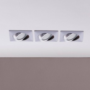 Lindby Chromen inbouwlampen met LED’s, hoekig, set van 3