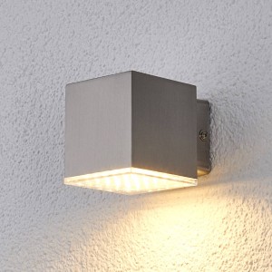 Lindby Compacte LED-buitenwandlamp Lydia, rvs