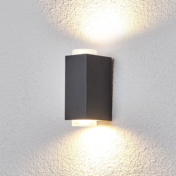 Lindby donkergrijze buitenwandlamp jovan