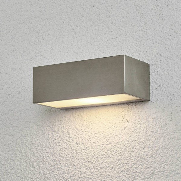 Lindby hoekige rvs-buitenwandlamp leonora